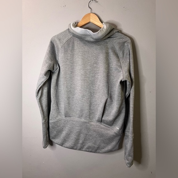 Adidas Cowl Neck Hooded Sweatshirt Gray Women Size L Climawarm - Picture 2 of 7